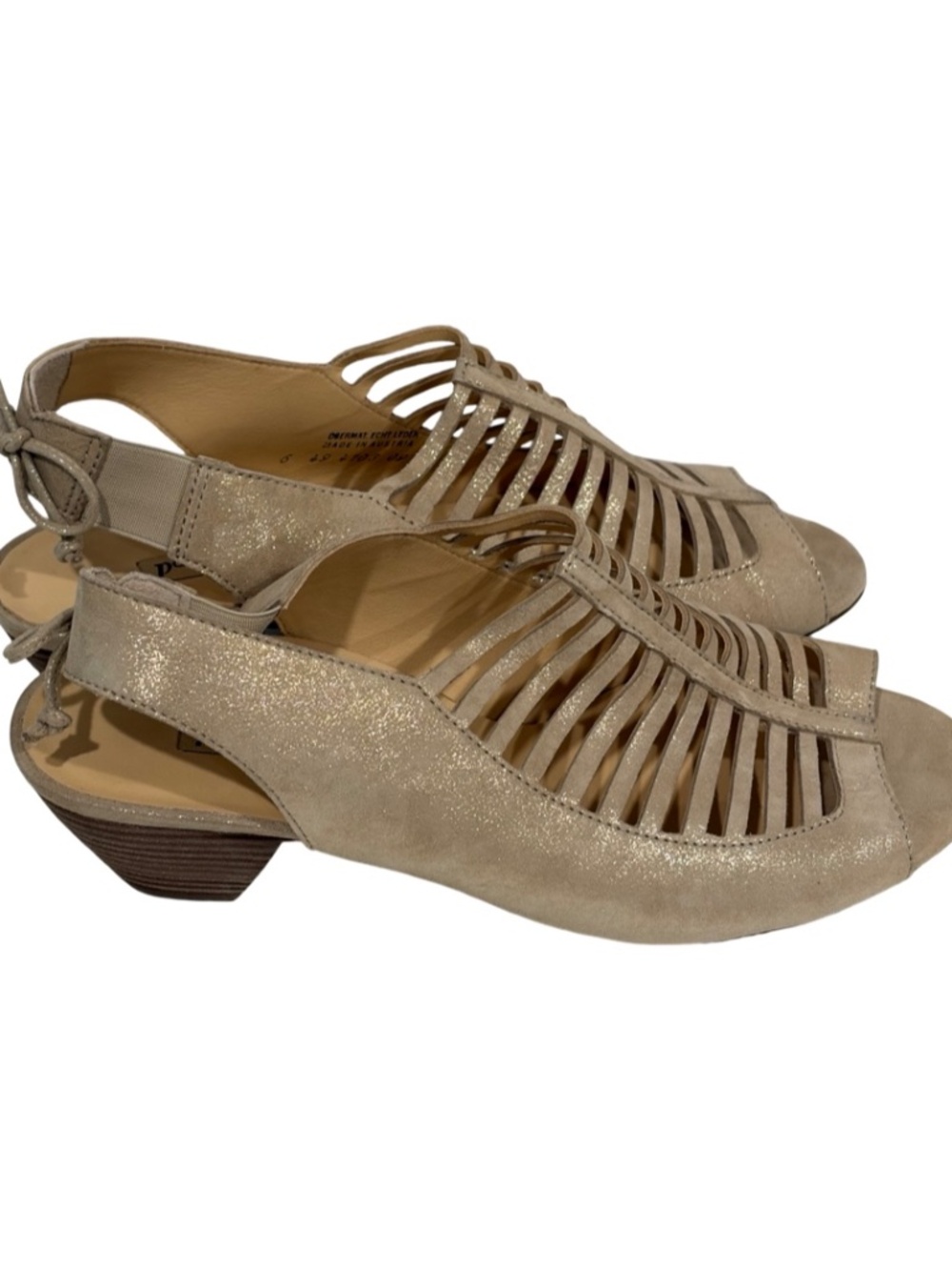 NEW PAUL GREEN Perri Metallic Gold Slingback Heel Sandals US 8.5 Austria
